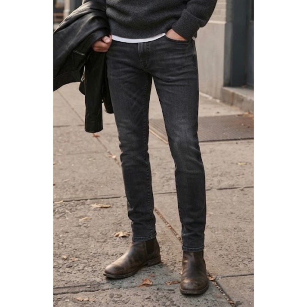 Levis Premium 510 Skinny Fit Jeans Mens 32x32 Faded Black Denim Pants 1372